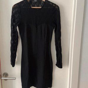 Summer long sleeve dress all black slim-fit